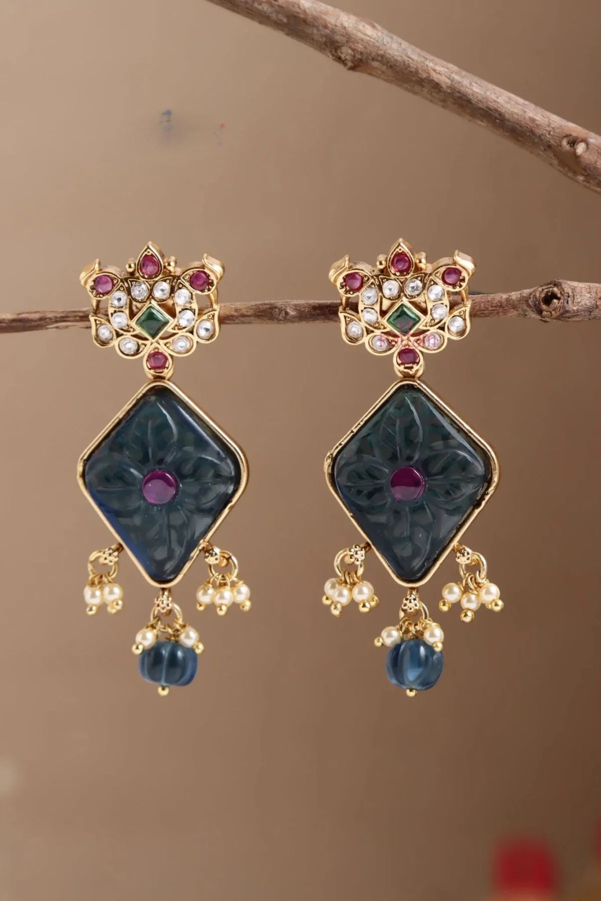 Triti Navy Peacock Earrings